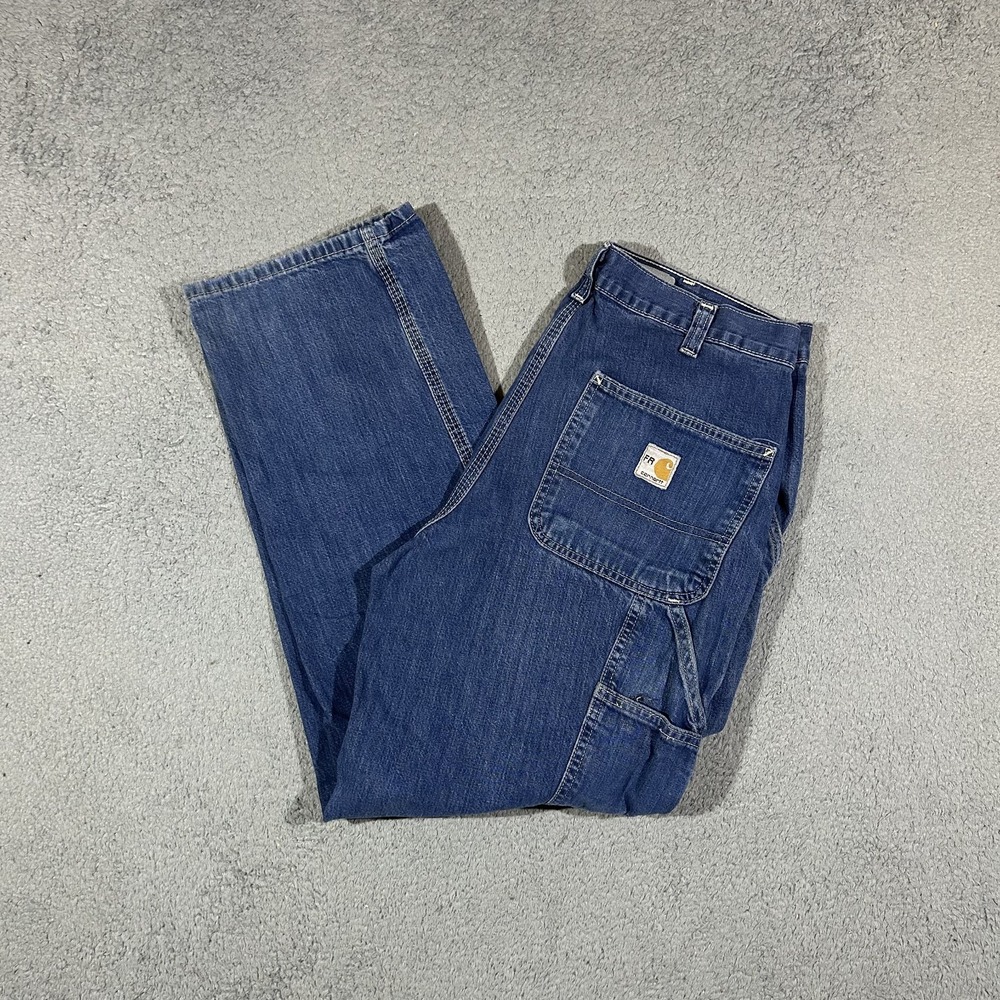 Carhartt FR Jeans Mens 32x30 Blue Relaxed Straight Denim Flame Resistant #3754